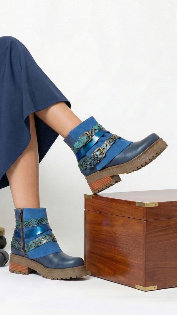 Botin Kiki Azul Exotica 35