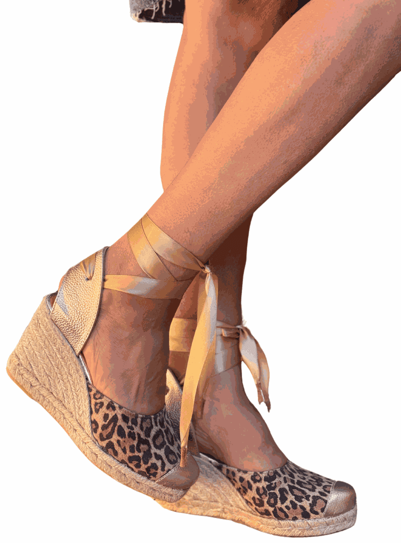 Sandalia Flora Animal Print/Dorado Exotica 40