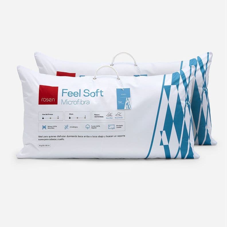 Set 2 Almohadas Soft Microfibra King 50 x 90 cm Blanco