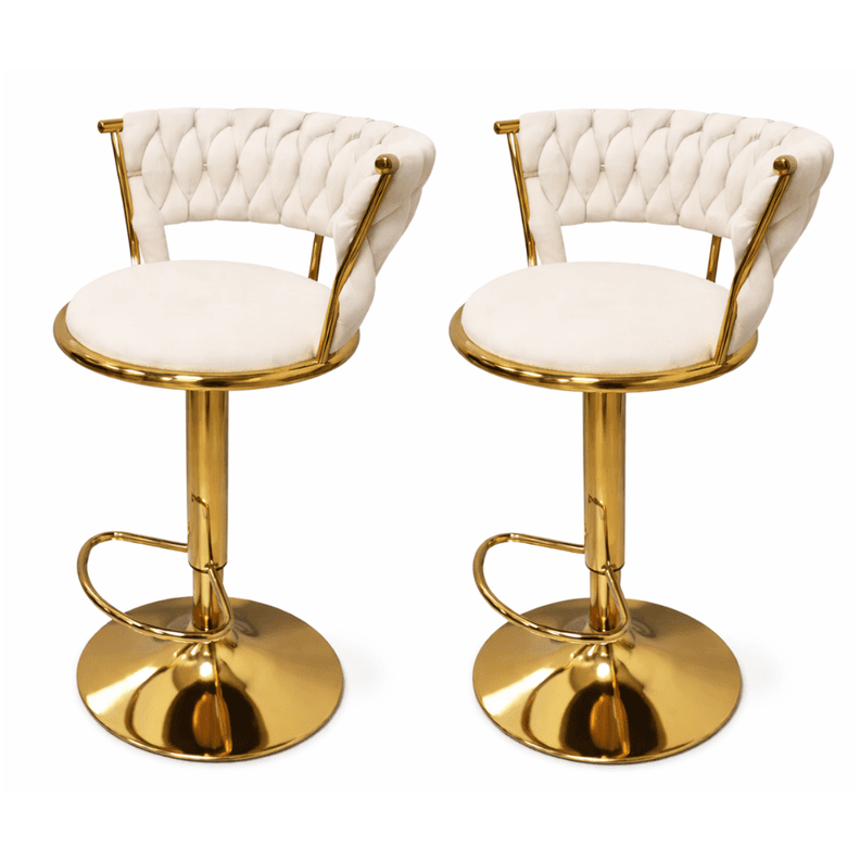 Pack 2 Taburetes Queen Terciopelo Ajustable Beige