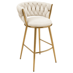 Taburete Queen Fijo Beige Reposapies 66cm Beige Claro