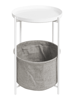 Mesa Lateral Auxiliar 2 Niveles con Cesta 42x42x52cm Blanco