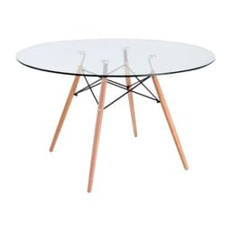 Mesa Eames Redonda de Vidrio 100cm Transparente