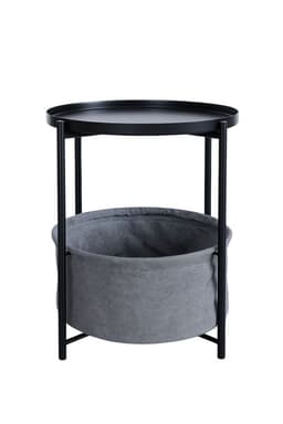 Mesa Lateral Auxiliar 2 Niveles con Cesta 42x42x52cm Negro
