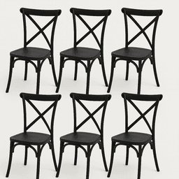 Pack 6 Sillas Crossback Negra Apilable Negro