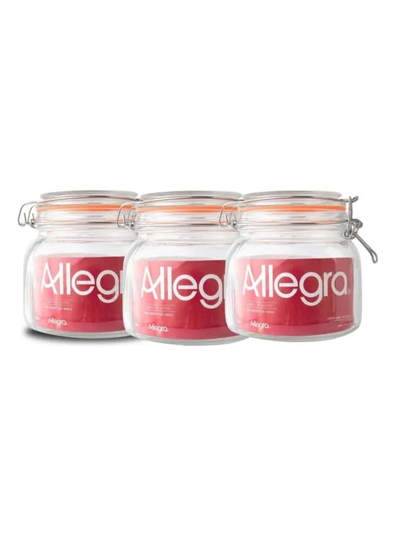 Pack de 3 Frasco de Vidrio con tapa Hermetica 800ml Allegra