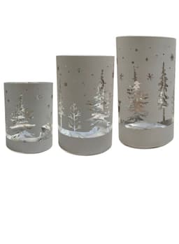 Pack 3 Portavela Led Navideno Gris