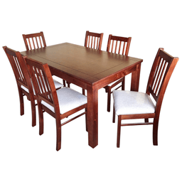 Juego de Comedor Milan 6 Sillas Nogal Mesa 1.6 Rectangular Madera