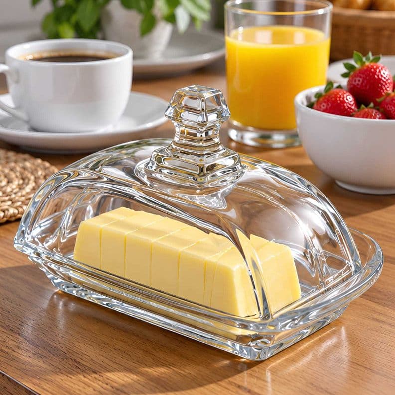 Set Mantequillero de Vidrio Modelo Bristol 17 cm Transparente