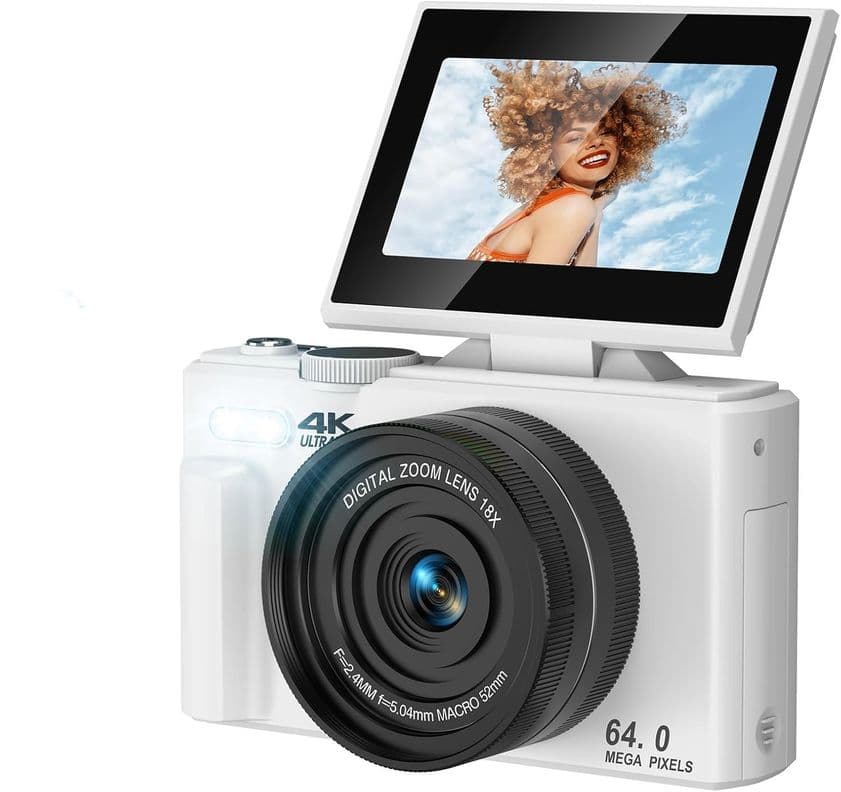 Camara Fotografica Digital 4K 30fps 64MP Pantalla Giratoria Blanco
