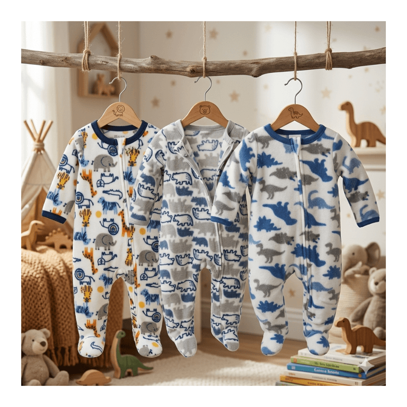 Pack 3 Enteritos Nino Micropolar Disenos Surtidos 3 A 6 Meses