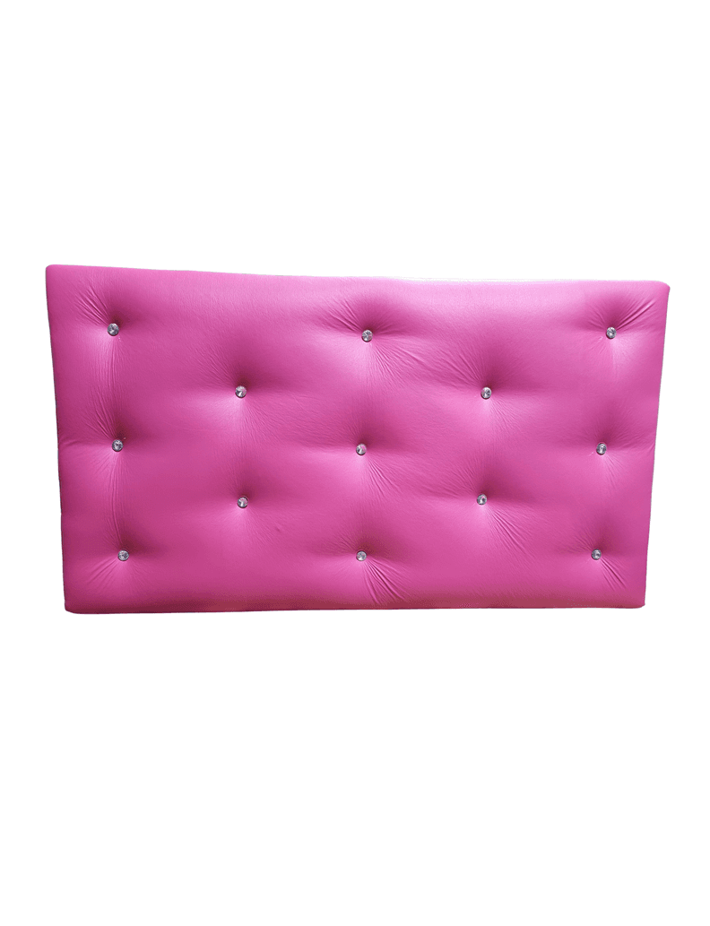 Respaldo 1.5 Plazas Boton Diamante Eco Cuero Muebles Rimar Fucsia