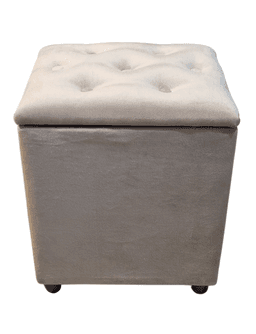 Pouf Baul Beige Felpa Botone 40x33x50 Rimar 0