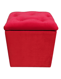 Pouf Baul Rojo Felpa Botone 40x33x50 Rimar