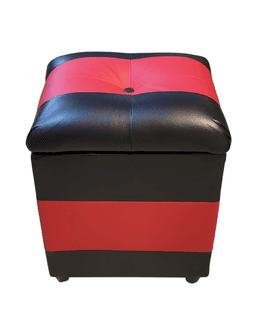 Pouf Baul Bicolor Negro Rojo Eco Cuero 40x33x50 Muebles Rimar