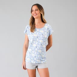 Pijamas Top + Short Caja Celeste XL