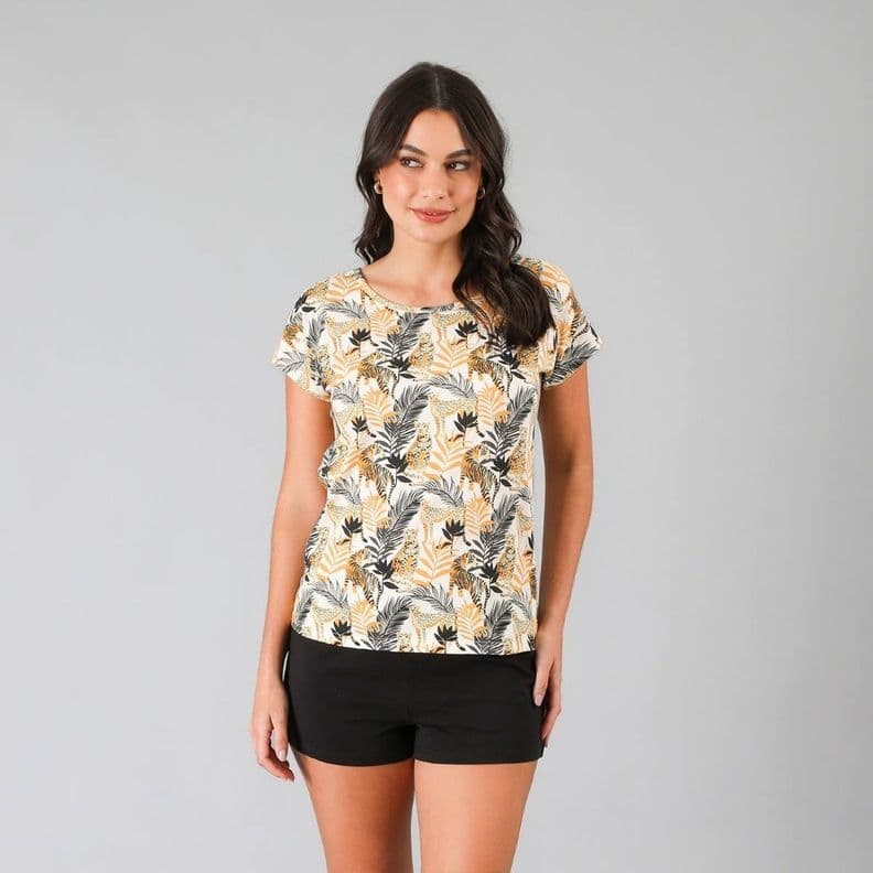 Pijamas Top Cuadrado + Short Negro XS