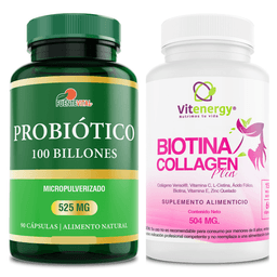 Colageno Biotina Plus 7 Componentes + Probiotico 100 Billones - Pack