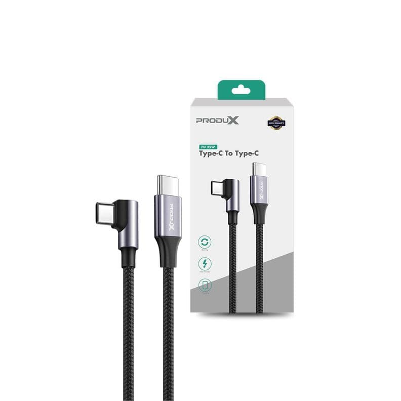 Cable Motomo Game Playing, USB-C en Angulo a USB-C, Trenzado, Carga Rapida 20W, Color Negro