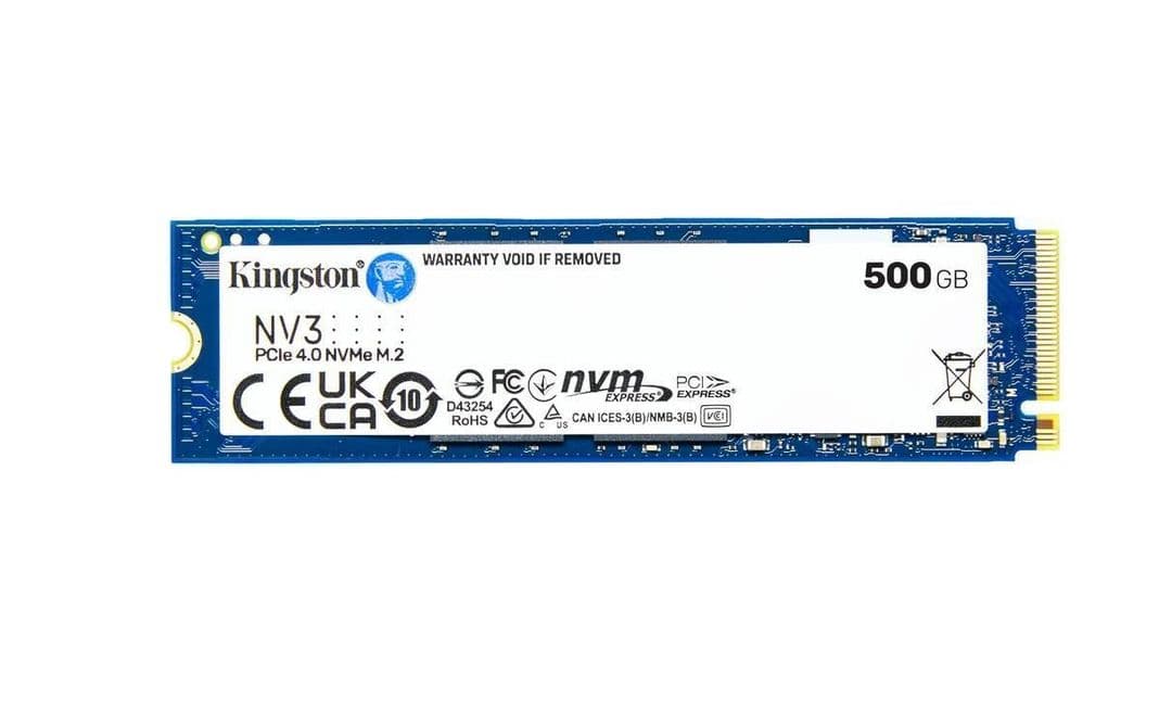Unidad SSD Kingston NV3, 500GB, M.2 2280, NVMe PCIe 4.0 x4, Lectura 6000MB/s Escritura 5000MB/s
