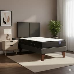 Cama Europea 1 Plaza 200 Respaldo Everest Grafito 200 CM