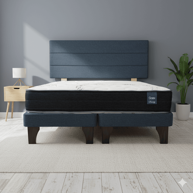 Cama 2 Plaza Europea 190 Respaldo Atacama Azul 190 CM