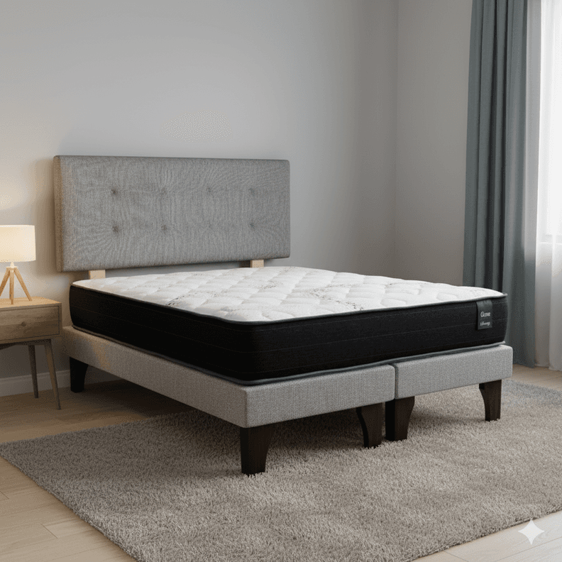 Cama 2 Plaza Europea 190 Respaldo Berna Gris 190 CM