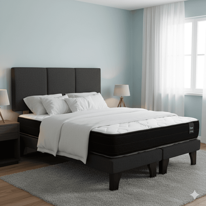 Cama 2 Plaza Europea 190 Respaldo Everest Grafito 190 CM