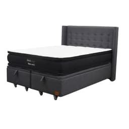 Cama Baul King L200 cm Colchon Black Prime Modelo Dos Respaldo Rueda Pyton Gris