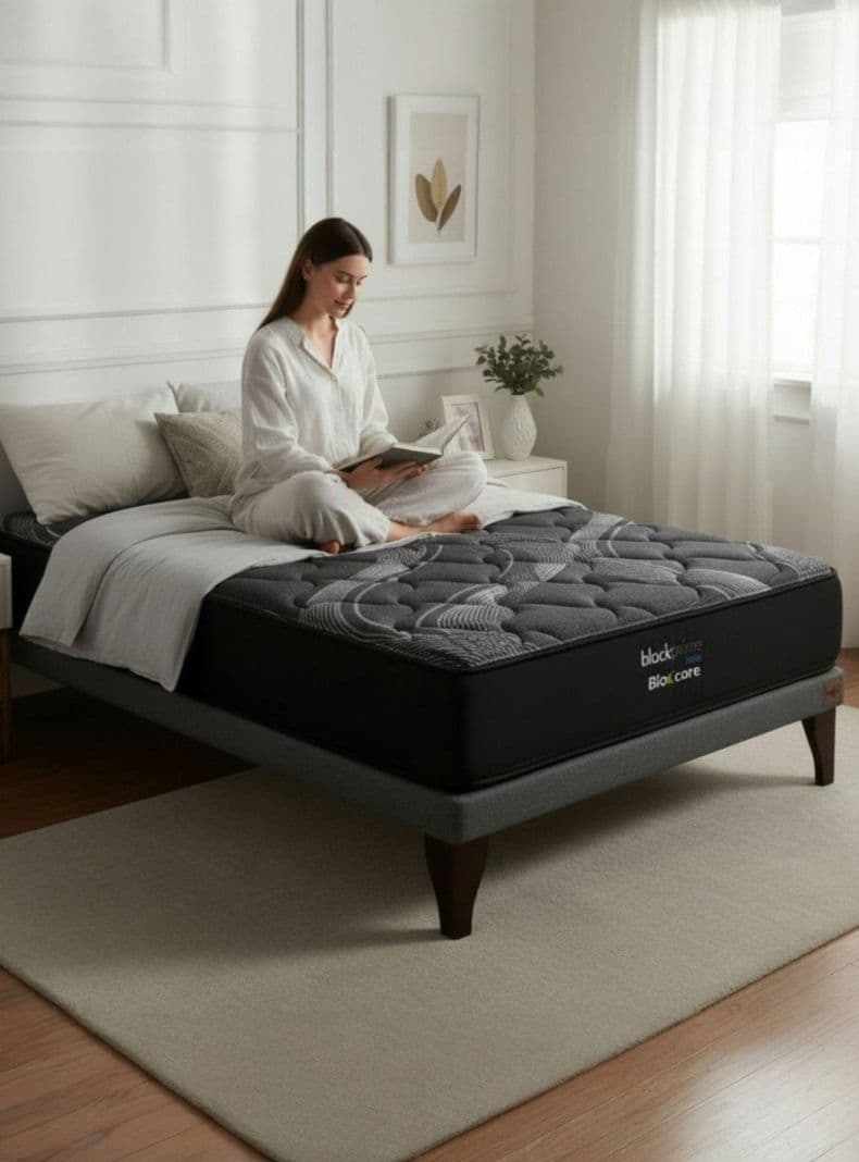 Cama 1 Plaza Box 8 cm L190 cm Colchon Black Prime Modelo Uno Con Pata 4 5 cm Gris
