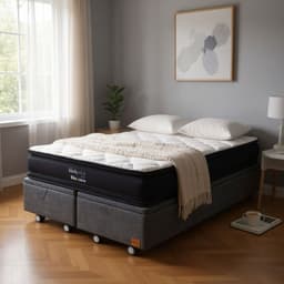Cama Baul Super King L200 cm Colchon Black Prime Modelo Dos Rueda Deluxe Gris