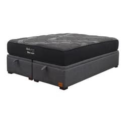 Cama Baul King L200 cm Colchon Black Prime Modelo Uno Con Patas De Madera 4 5 cm Gris