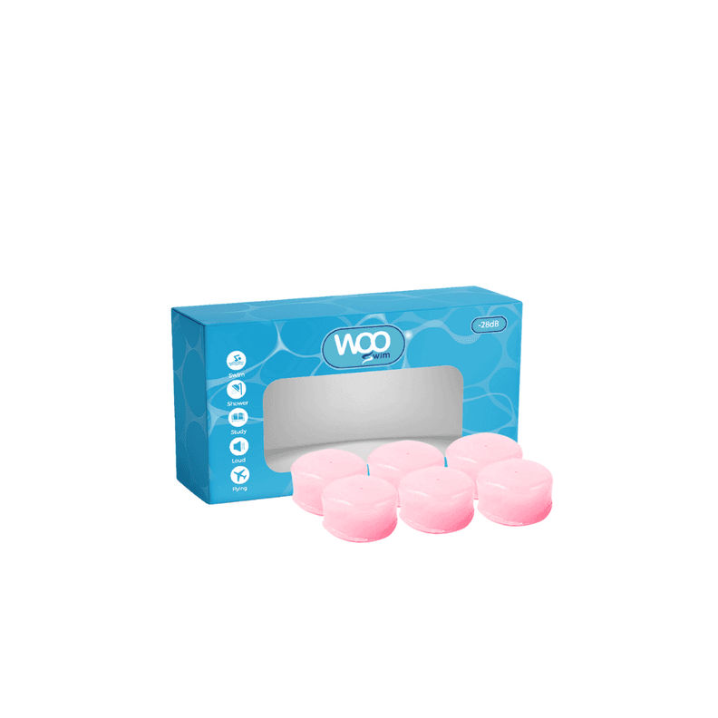 Woo Earplugs Swim Tapones de Oido Natacion Silicona 28dB Rosado