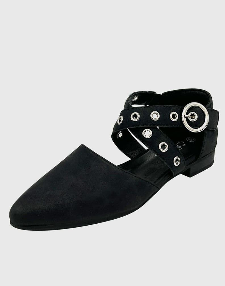 Ballerina para mujer plana Ecocuero Negro 38