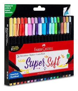 Marcadores Supersoft Punta Pincel 20 Colores Faber Castell