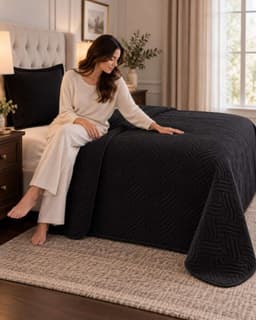 Cubrecama de Verano Plaza y Media Mas Funda De Almohada C24 Negro