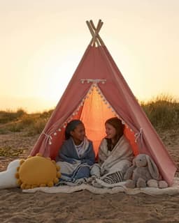 Carpa Tipi Infantil Con Pompones Rosado