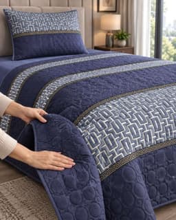 Cubrecama de Verano Plaza y Media Mas Funda De Almohada C17 Azul