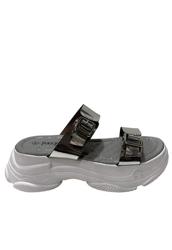 Sandalia Ecocuero ZAZ28 Plata Plateado Metalico 37