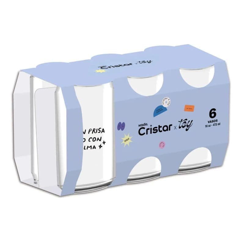 Set 6 Vasos Tipo Lata De Vidrio Con Frases De Motivacion 473cc Transparente