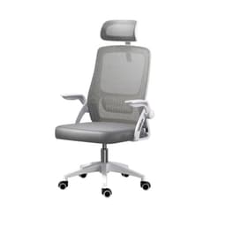 Silla De Oficina Ergonomica Tela Malla Con Reposacabeza Gris