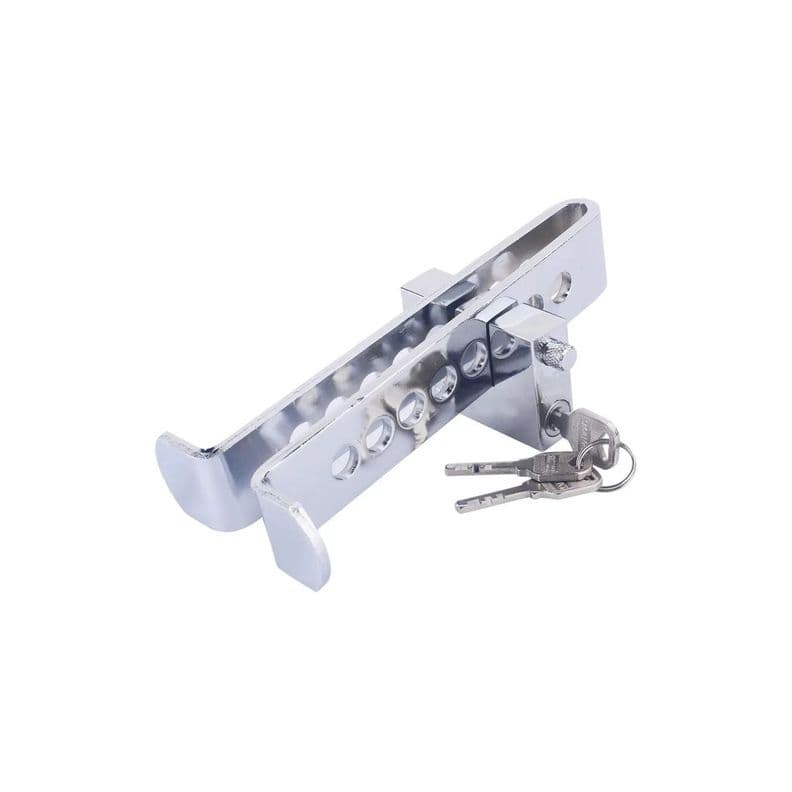 Traba Pedal Automovil Con Candado Y Llaves De Seguridad - PuntoStore Plateado Metalico