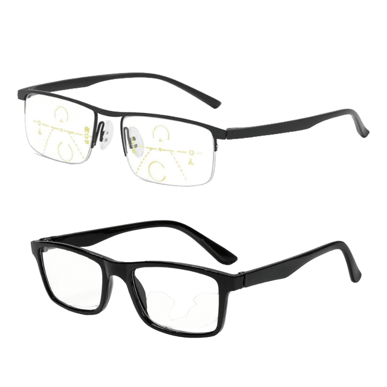 Pack Lentes Presbicia Multifocal Progresivo De Lectura Anteojos Opticos Graduados Set Negro +1.00