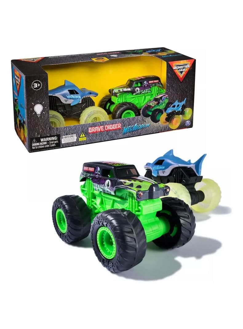 Pack 2 Monster Jam 1 43 Luz Grave Digger Megalodon