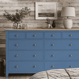 Comoda de Madera 10 Cajones Maxima Capacidad de Almacenamiento - Azul Marino - 150x40x90 cm