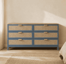 Comoda "Huilo" 6 Cajones - Azul Marino - 120x40x90 cm