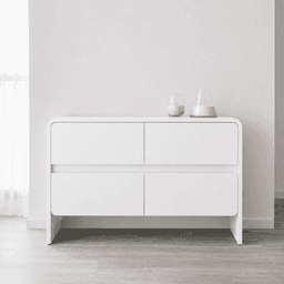 Comoda "Volcan" 4 Cajones Mueble de Madera - Blanco - 120x40x90 cm