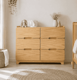 Comoda "Pelicano" 6 Cajones Mueble Infantil de Madera - Natural - 120x40x90 cm