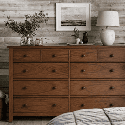 Comoda de Madera 10 Cajones Maxima Capacidad de Almacenamiento - Cafe - 180x40x90 cm