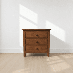 Velador Ancho "Chester Classic" 3 Cajones Mesa de Noche - Cafe - 60x40x60 cm
